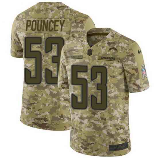 Nike Chargers #53 Mike Pouncey Camo Mens Stitched NFL Limited 2018 Salute To Service Jersey